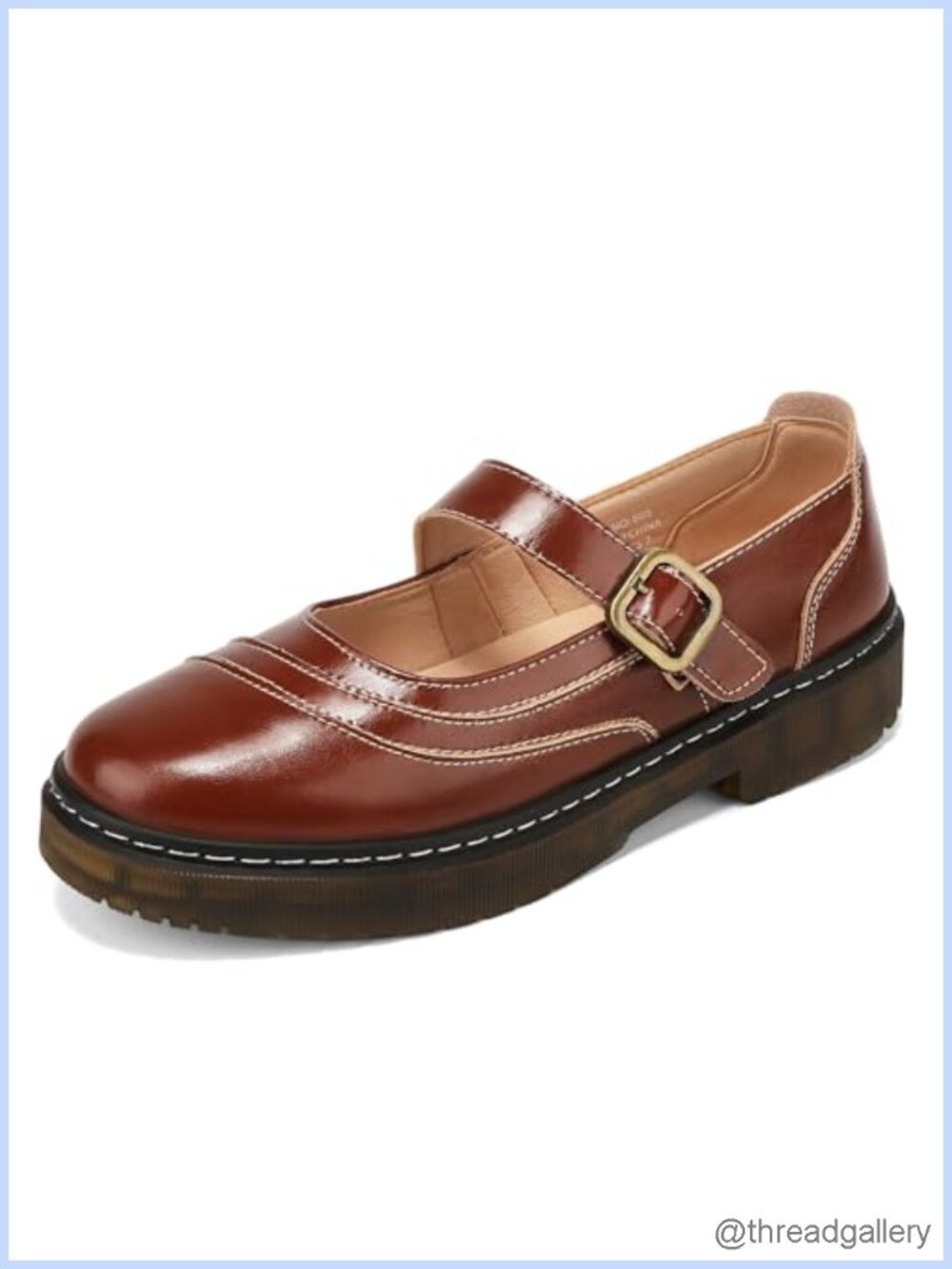 Mary Jane Flats Genuine Leather Adjustable Strap Comfort Office Shoes